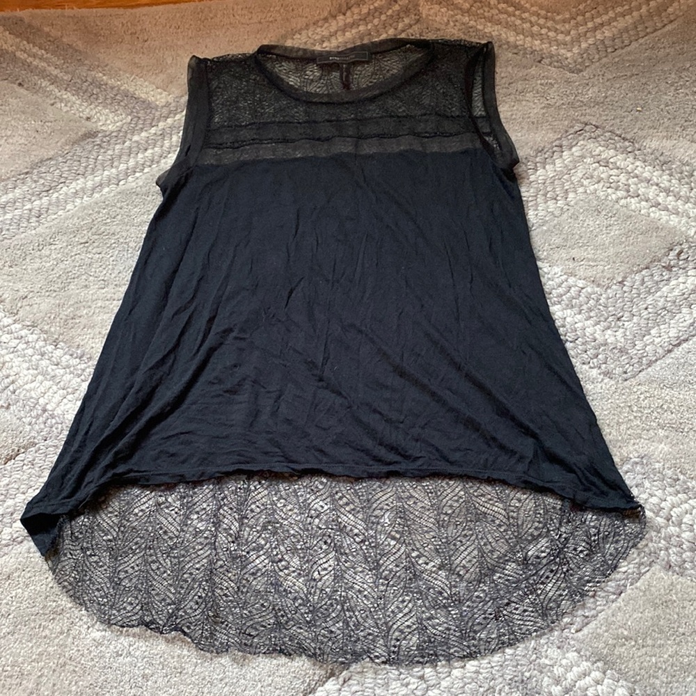 Sheer back tank top BCBG small black
